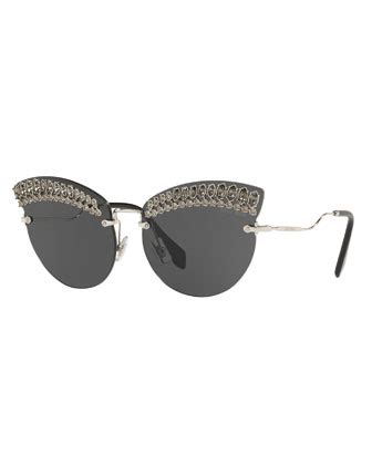 miu miu crystal trim rimless cat-eye sunglasses|Women's Miu Miu Cat.